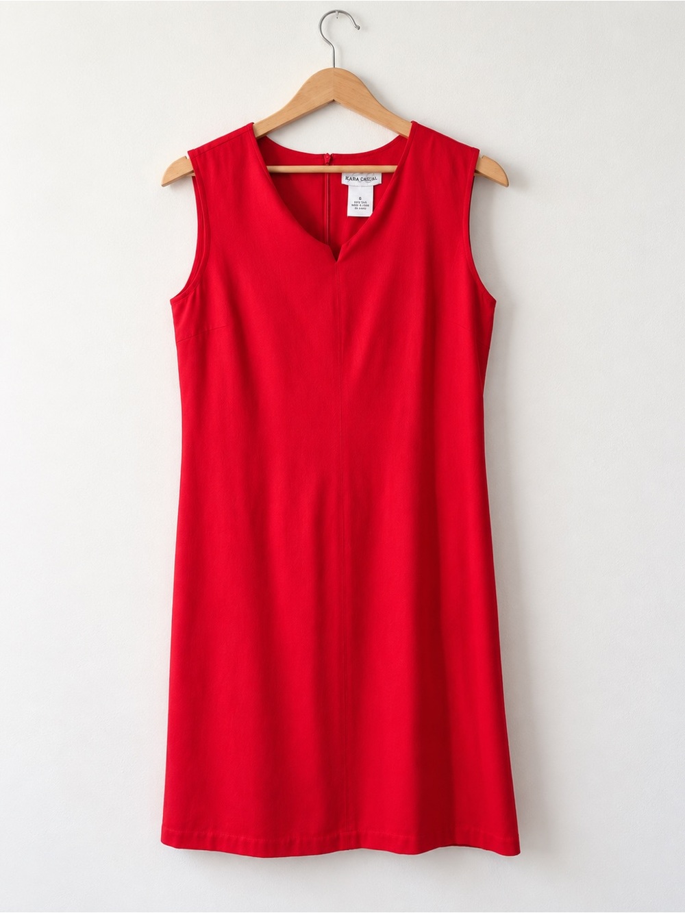 Kara Casual Red 100% Silk Sleeveless Dress – Size S